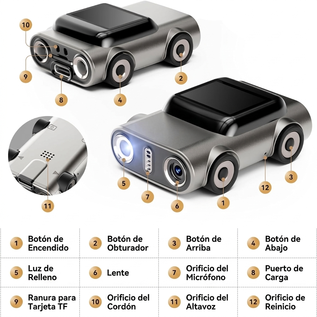 Mini Cámara Llavero Retro 2K
